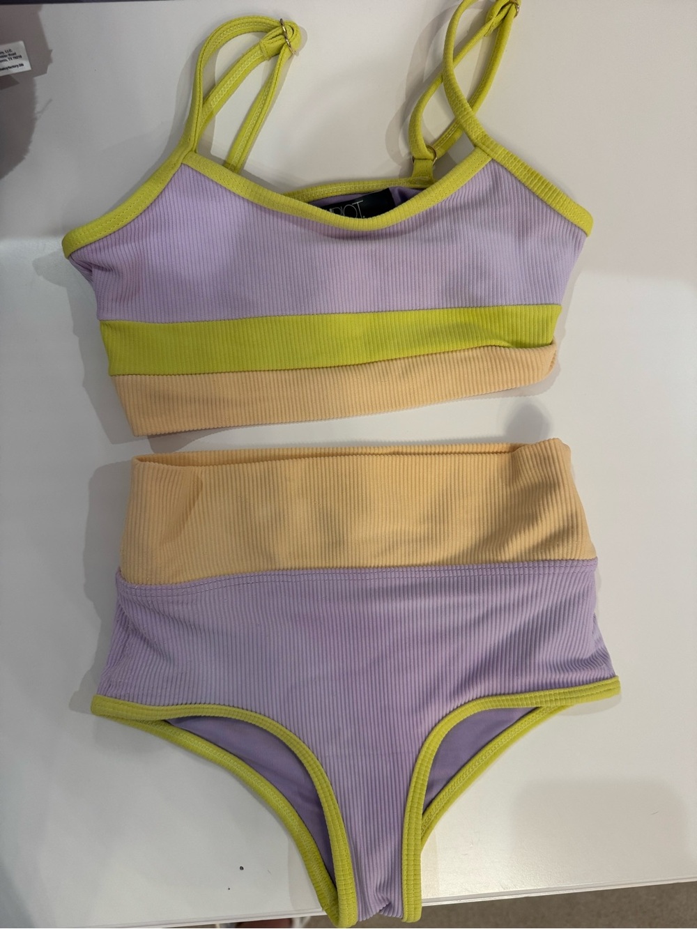 Beach Riot Two-Piece Ribbed Bikini in Lavender, Yellow, Peach